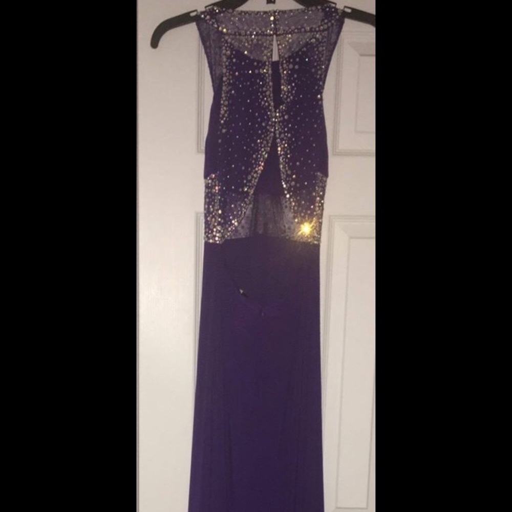 purple long prom dress
